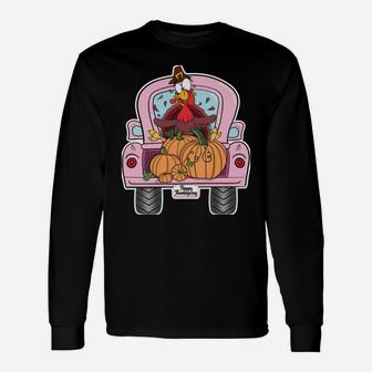 Thanksgiving, Turkey, Vintage, Pink, Truck, Pumpkins, Funny Unisex Long Sleeve | Crazezy AU