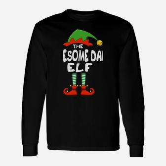 The Awesome Dad Elf Funny Matching Family Christmas Sweatshirt Unisex Long Sleeve | Crazezy