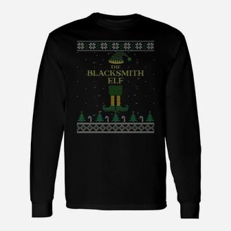 The Blacksmith Elf Matching Family Ugly Christmas Sweater Unisex Long Sleeve | Crazezy