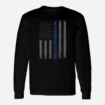 The Legend Has Retired Thin Blue Line Usa Flag Unisex Long Sleeve | Crazezy CA
