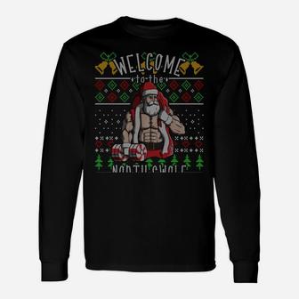 The North Swole Santa Claus Christmas Gym Funny Sweatshirt Unisex Long Sleeve | Crazezy