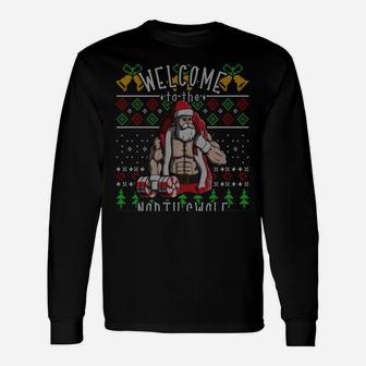 The North Swole Santa Claus Muscle Ugly Christmas Gym Gift Unisex Long Sleeve | Crazezy