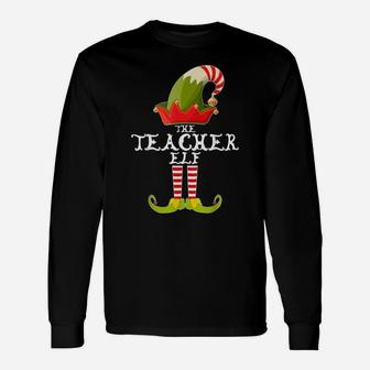 The Teacher Elf Funny Christmas Gift Matching Family Group Unisex Long Sleeve | Crazezy UK