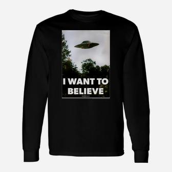 The X-Files I Want To Believe Ufo Poster Unisex Long Sleeve | Crazezy