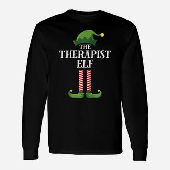 Therapist Elf Matching Family Group Christmas Party Pajama Raglan Baseball Tee Unisex Long Sleeve | Crazezy UK