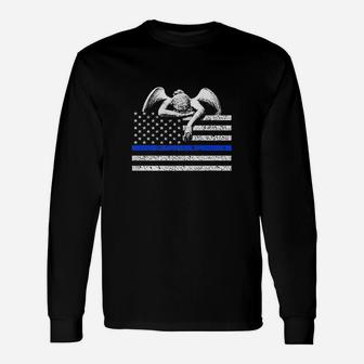 Thin Blue Line Flag To Honor The Fallen Police Unisex Long Sleeve | Crazezy CA