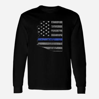 Thin Blue Line Us States With Usa Flag Police Week Unisex Long Sleeve | Crazezy AU