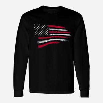 Thin Red Line Patriotic Firefighter Usa Flag Unisex Long Sleeve | Crazezy CA