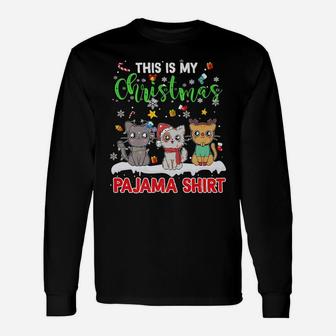 This Is My Christmas Pajama Shirt Cat Lover Christmas Gifts Unisex Long Sleeve | Crazezy