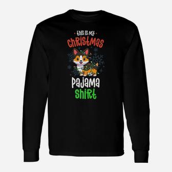 This Is My Christmas Pajama Shirt Tricolor Corgi Pjs Xmas Unisex Long Sleeve | Crazezy