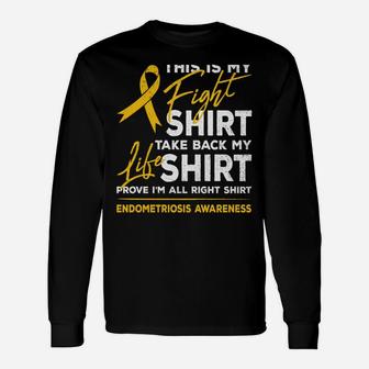 This Is My Fight Shirt Endometriosis Awareness Yellow Ribbon Unisex Long Sleeve | Crazezy
