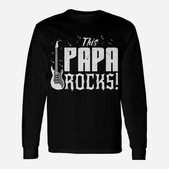 This Papa Rocks Dad Plays Guitar Player Shirt Unisex Long Sleeve | Crazezy DE