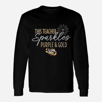 This Teacher Sparkles Purple And Gold Unisex Long Sleeve | Crazezy
