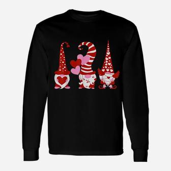 Three Gnomes Holding Hearts Valentines Long Sleeve T-Shirt - Monsterry DE
