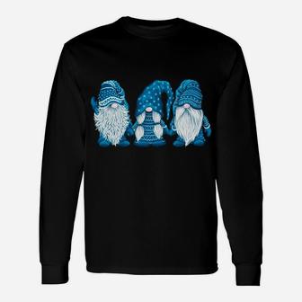 Three Gnomes In Blue Costume Christmas - Hanging With Gnomes Unisex Long Sleeve | Crazezy