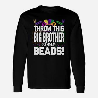 Throw This Big Brother Some Beads Mardi Gras V2 Long Sleeve T-Shirt - Thegiftio UK