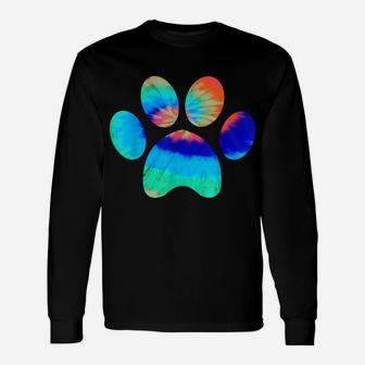 Tie Dye Animal Cat Dog Paw Print | Pet Lover Shirt Gift Unisex Long Sleeve | Crazezy