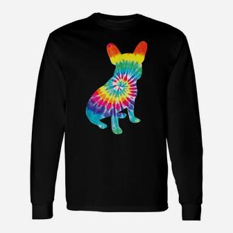 Tie Dye Dog Shirt Hippie French Bulldog Retro Puppy Gift Unisex Long Sleeve | Crazezy UK