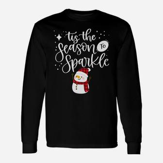 Tis The Season To Sparkle Winter Christmas Snowman Holiday Unisex Long Sleeve | Crazezy