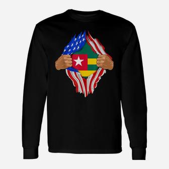 Togolese Blood Inside Me | Togo Flag Gift Unisex Long Sleeve | Crazezy
