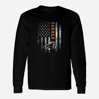 Tractor American Usa Flag Unisex Long Sleeve | Crazezy