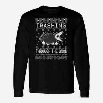 Trashing Through The Snow Opossum Possum Christmas Ugly Sweatshirt Unisex Long Sleeve | Crazezy AU