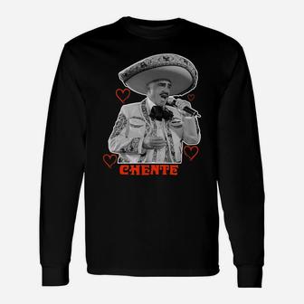 Tribute Chente Design With Red Heart Vicente Fernández Unisex Long Sleeve | Crazezy