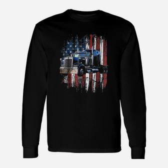 Trucker American Flag Truck Driver Truck Driver Gift Unisex Long Sleeve | Crazezy