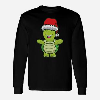 Turtle With Santa Hat Cute Turtle Christmas Unisex Long Sleeve | Crazezy