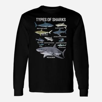 Types Of Sharks Shirt Sea Animal Shirt For Sharks Lover Unisex Long Sleeve | Crazezy