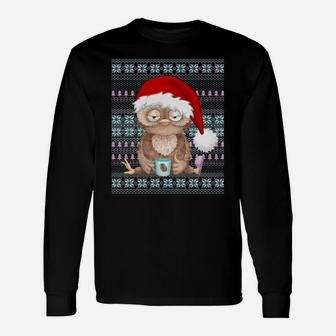 Ugly Christmas Santa Costume Christmas Owl Coffee Lovers Sweatshirt Unisex Long Sleeve | Crazezy