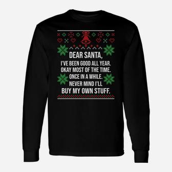Ugly Christmas Sweater Dear Santa Claus Wish List Sweatshirt Unisex Long Sleeve | Crazezy