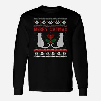 Ugly Christmas Sweater Funny Merry Catmas Cat Lovers Shirt Unisex Long Sleeve | Crazezy CA