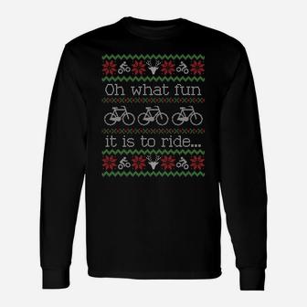 Ugly Christmas Sweater Ride Bike Cyclist Funny Sweatshirt Unisex Long Sleeve | Crazezy