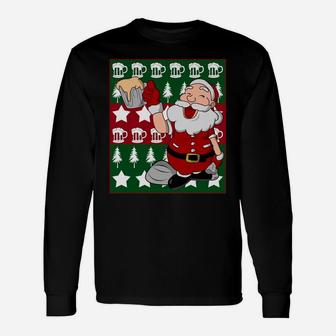 Ugly Christmas Sweater Santa Beer Drinking Party Fun Pajama Sweatshirt Unisex Long Sleeve | Crazezy DE