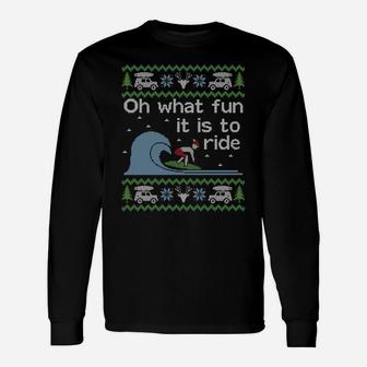 Ugly Christmas Sweater Surfer Surfing Surf Funny Sweatshirt Unisex Long Sleeve | Crazezy