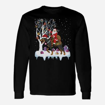 Ugly Doberman Xmas Gift Santa Riding Doberman Christmas Sweatshirt Unisex Long Sleeve | Crazezy
