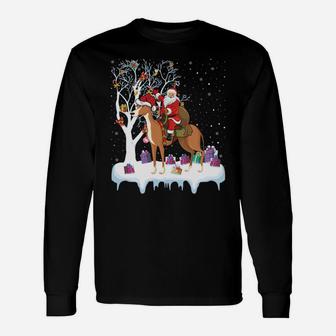 Ugly Greyhound Xmas Gift Santa Riding Greyhound Christmas Sweatshirt Unisex Long Sleeve | Crazezy UK