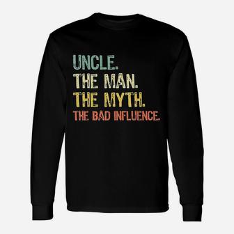 Uncle The Man The Myth Bad Influence Retro Long Sleeve T-Shirt - Thegiftio UK