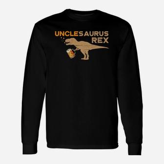 Unclesaurus Rex Dinosaur Beer Lover Long Sleeve T-Shirt - Thegiftio UK