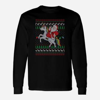 Unicorn Ugly Christmas Sweatshirt Xmas Santa Gift Unisex Long Sleeve | Crazezy