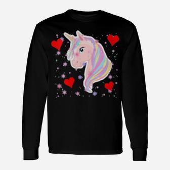 Unicorns Valentine Unicorn I Love You With Unicorns Long Sleeve T-Shirt - Monsterry CA