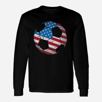 United States Soccer Ball Flag Jersey Usa Football Long Sleeve T-Shirt - Thegiftio