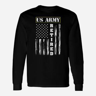 Us Army Retired - Distressed American Flag Tee Unisex Long Sleeve | Crazezy