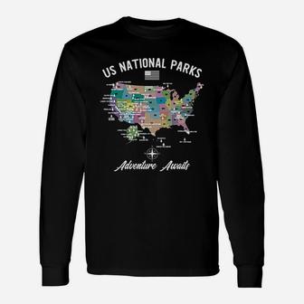 Us National Parks Map Unisex Long Sleeve | Crazezy DE