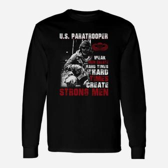 Us Paratrooper Strong Men Long Sleeve T-Shirt - Thegiftio UK
