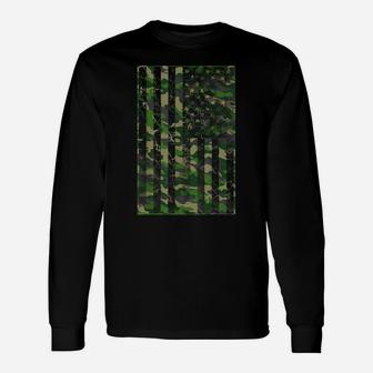 Usa Camouflage Flag Shirt | Classic Army Print T-Shirt Gift Unisex Long Sleeve | Crazezy