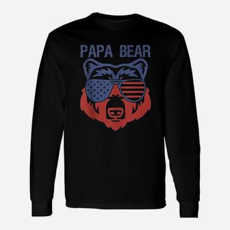 Usa Flag American Papa Bear Tank Gift Funny Bro Unisex Long Sleeve | Crazezy