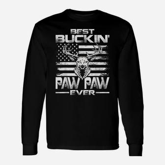 Usa Flag Best Buckin' Paw Paw Ever Deer Hunting Unisex Long Sleeve | Crazezy UK