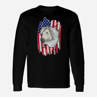 Usa Flag Horse 4Th Of July Patriotic Horse Long Sleeve T-Shirt - Monsterry CA
